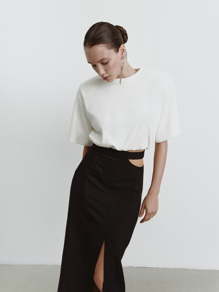 T-shirt with textured shoulders