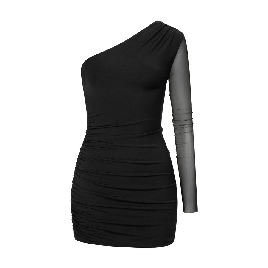 Asymmetrical dress with one-shoulder drapery Black / S Asymmetrical dress with one-shoulder drapery Black / S
