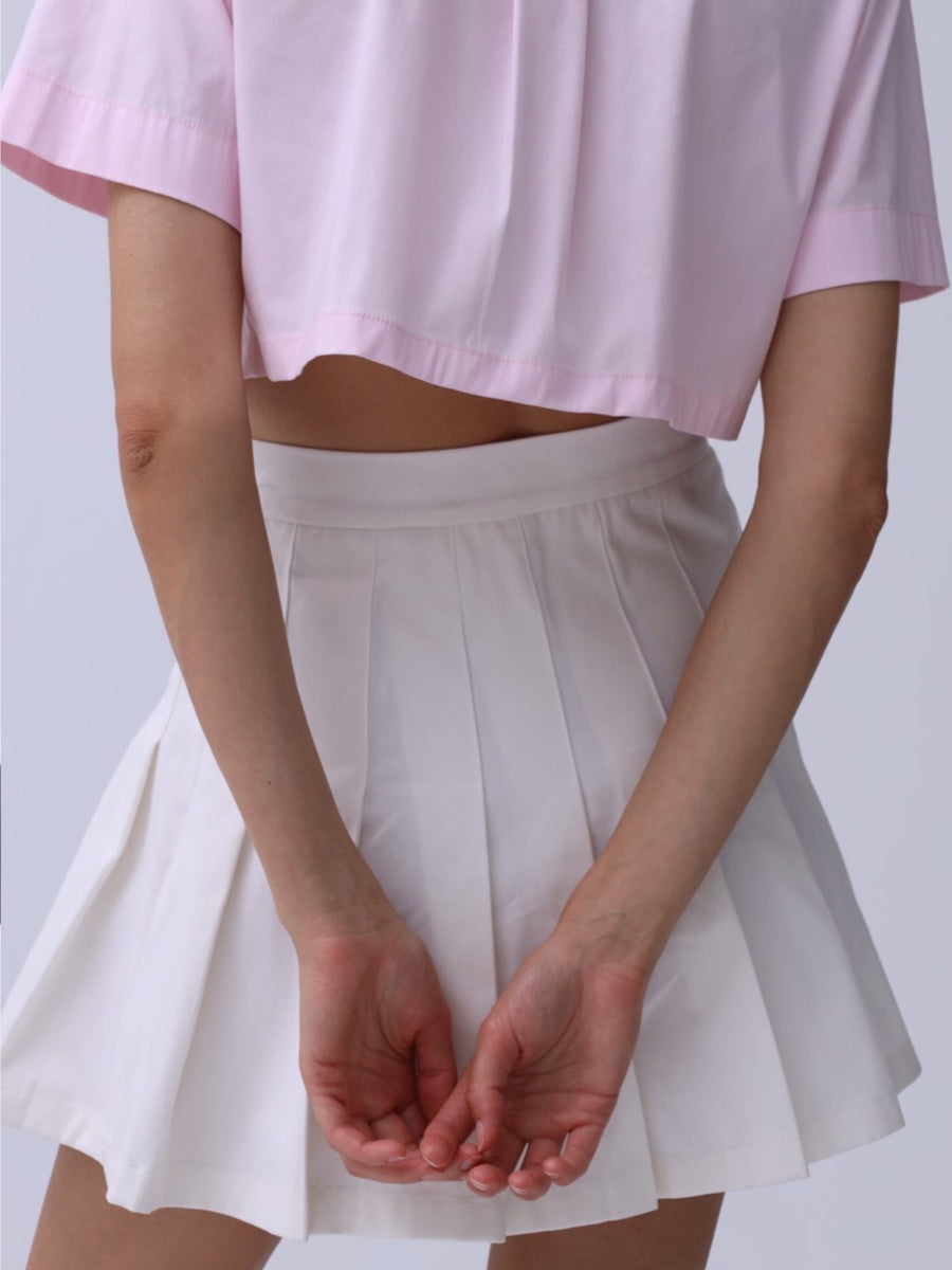 White cotton skirt with folds