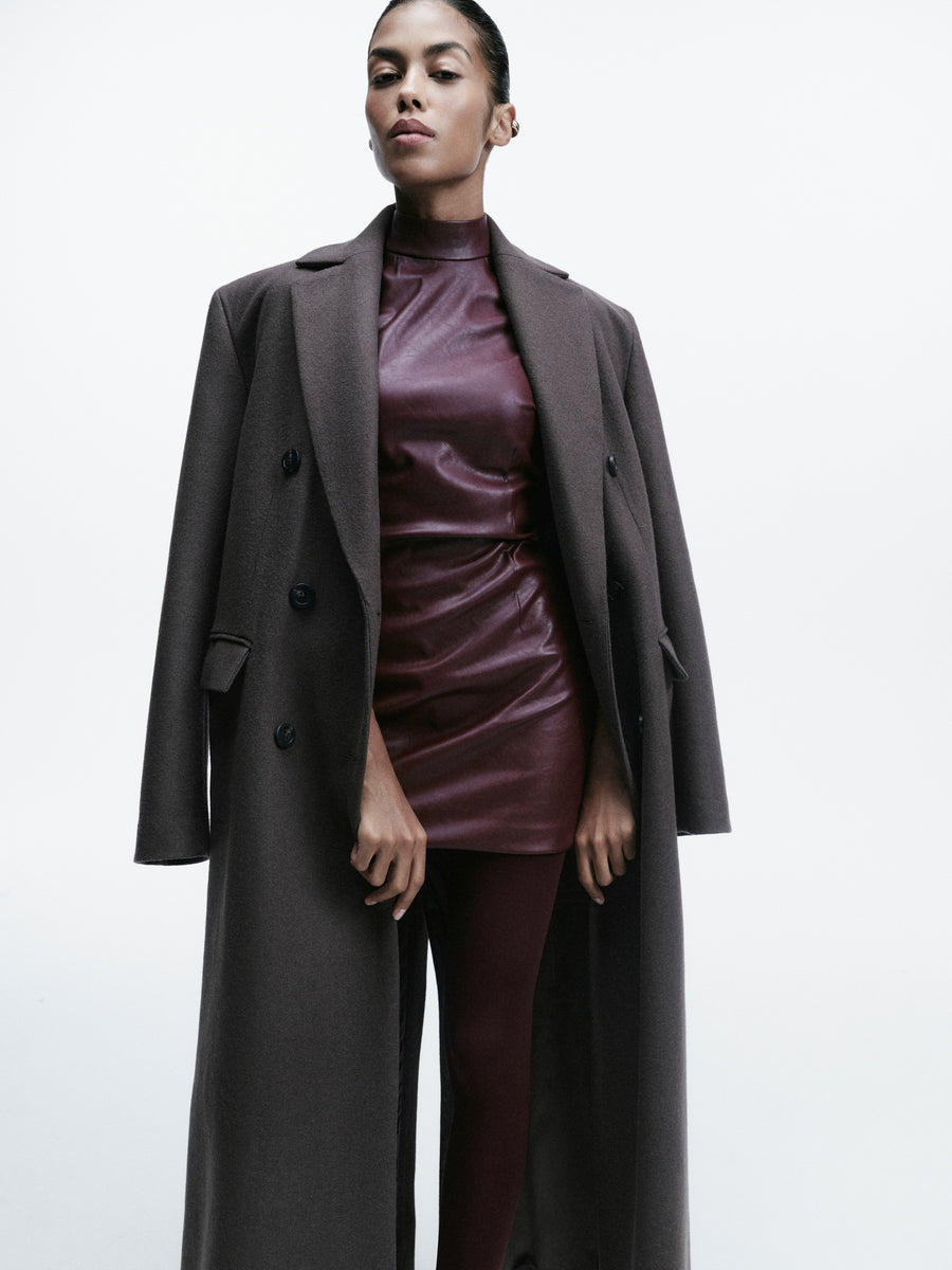 Double-breasted maxi coat with cashmere