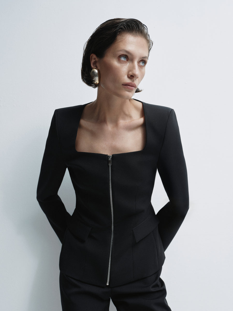 Jacket with front zipper