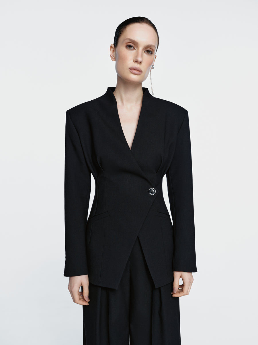 Black asymmetric cut jacket