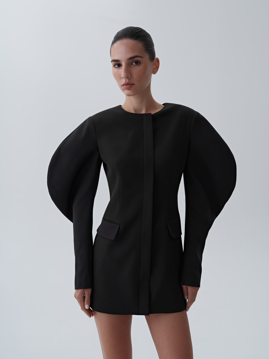 Dress with voluminous sleeves