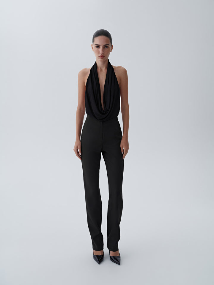 High-waisted straight-leg trousers
