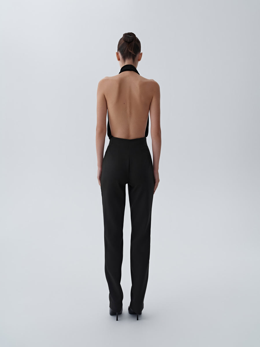 High-waisted straight-leg trousers