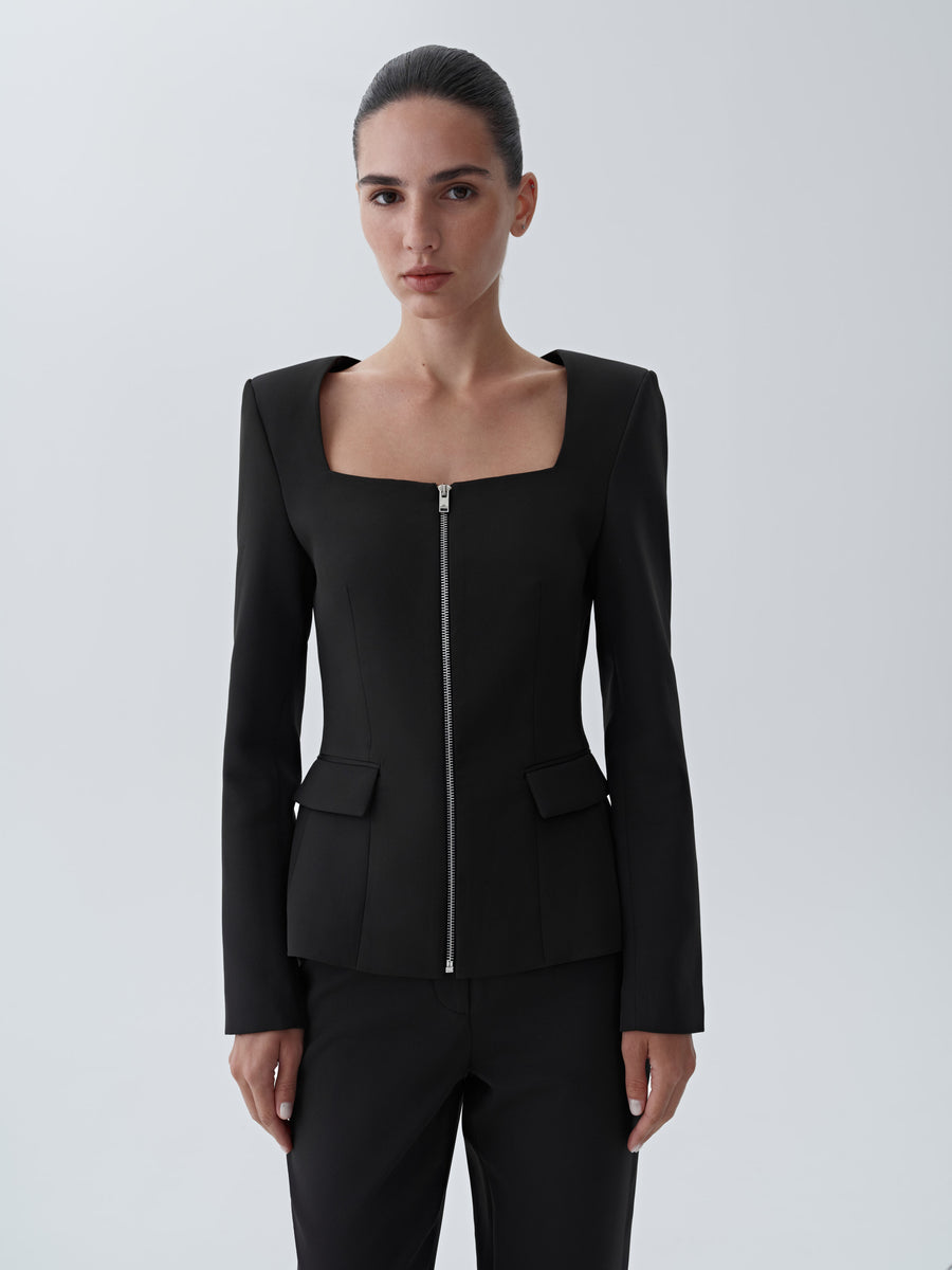 Jacket with front zipper