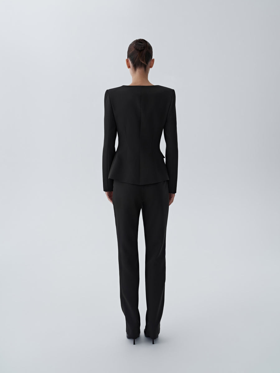 High-waisted straight-leg trousers