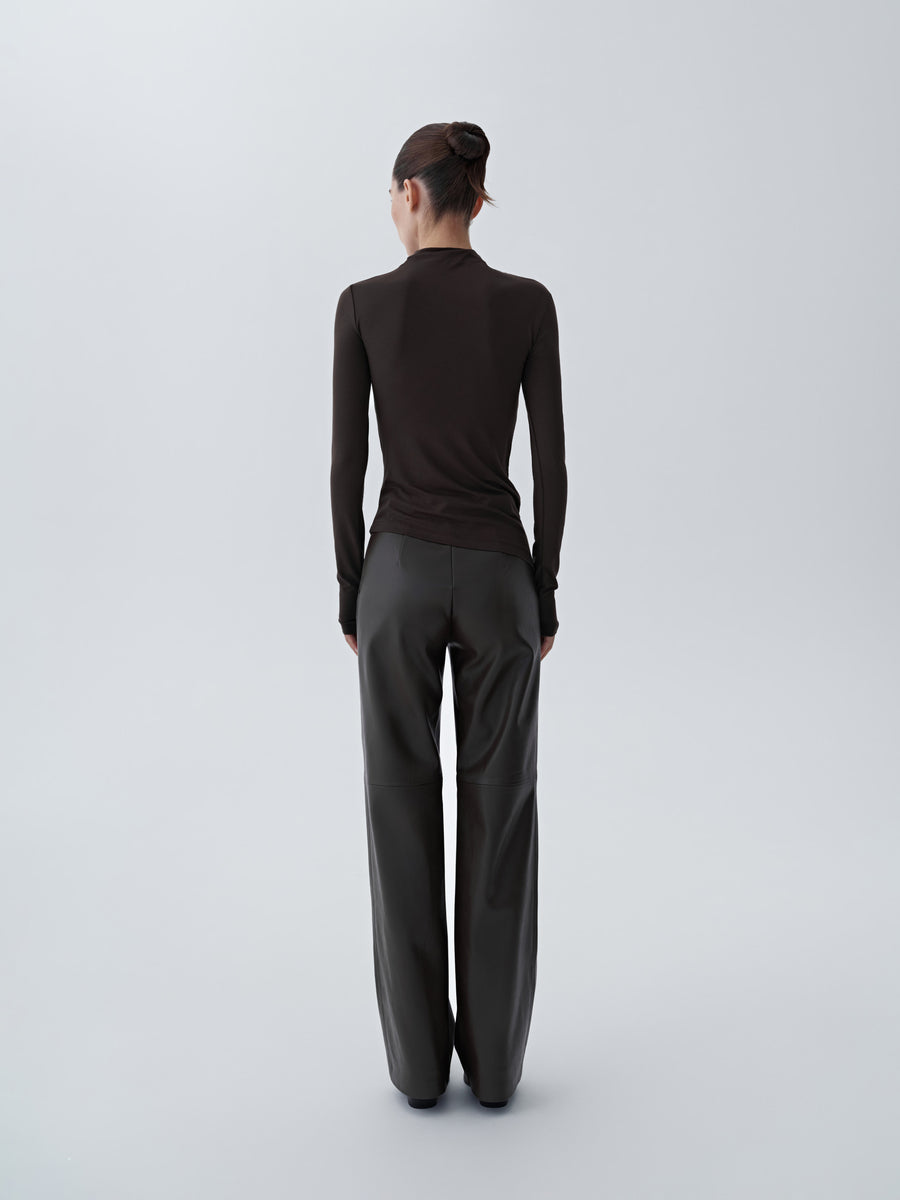 Eco-leather high-waisted "Straight" trousers