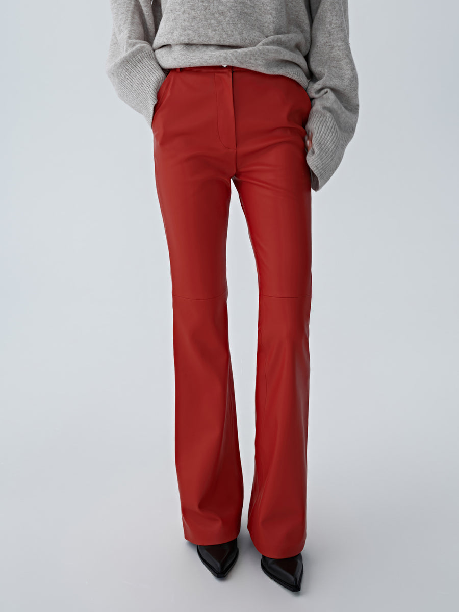 Eco-leather high-waisted "Boot-cut" trousers