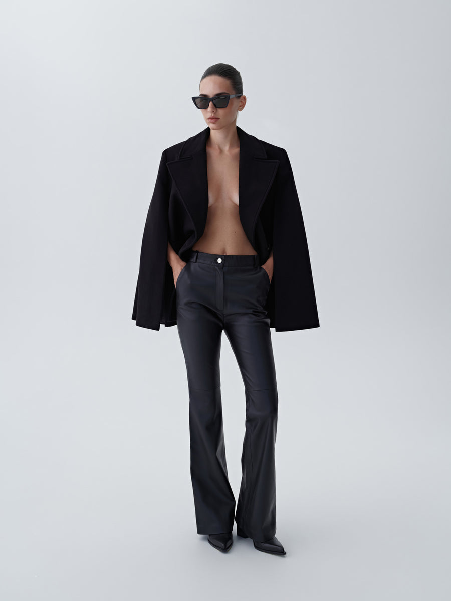 Eco-leather high-waisted "Boot-cut" trousers