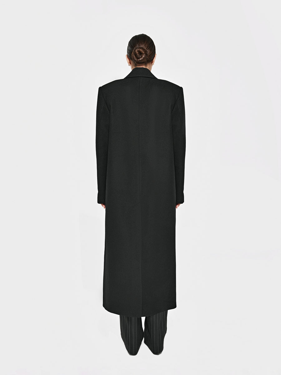 Двобортне кашемірове пальто в довжині максі чорного кольору