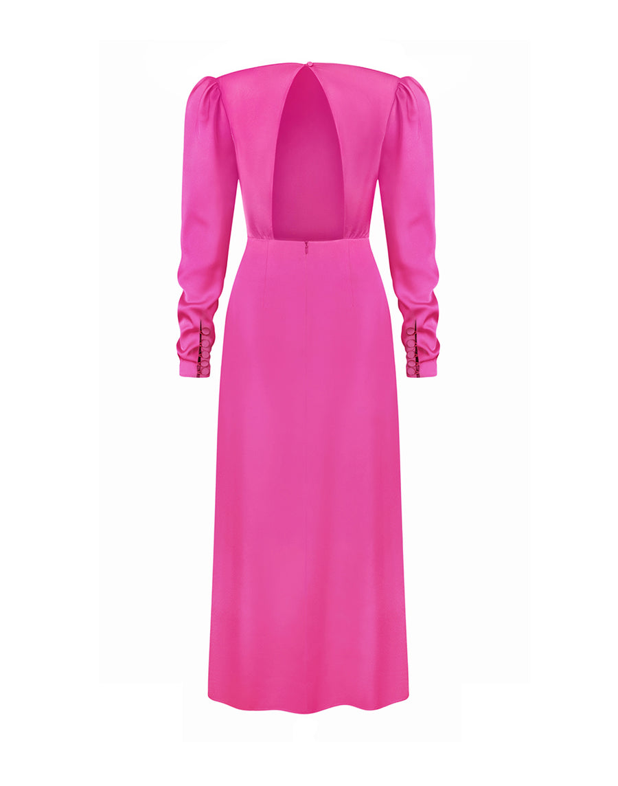 Сукня міді рожевого кольору з відкритою спиною