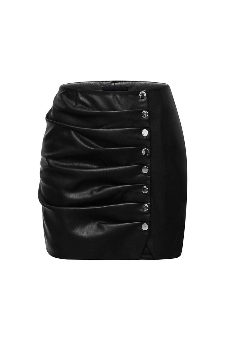 Vegan leather buttons front skirt
