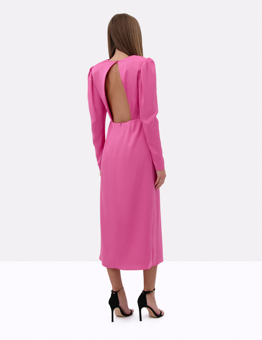 Сукня міді рожевого кольору з відкритою спиною