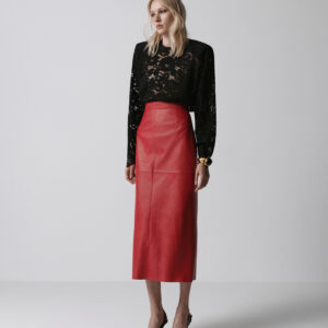 Eco-Leather Midi Skirt