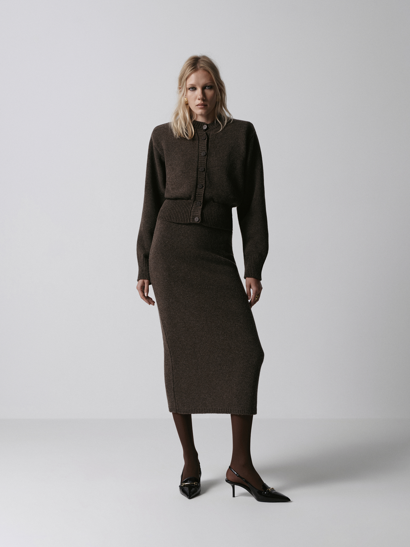 Wool and cashmere midi skirt
